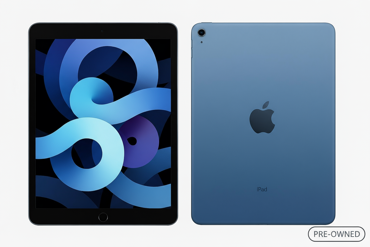 Blue iPad with Pre-Owned Label