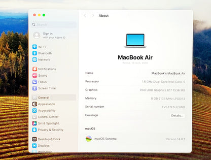 MacBook Air 13 pulgadas (2019) – Gris espacial, Intel Core i5, 8 GB de RAM, 128 GB SSD