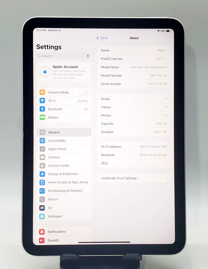 iPad Mini de 6ª generación – Color blanco estrella, 256 GB, Wi-Fi