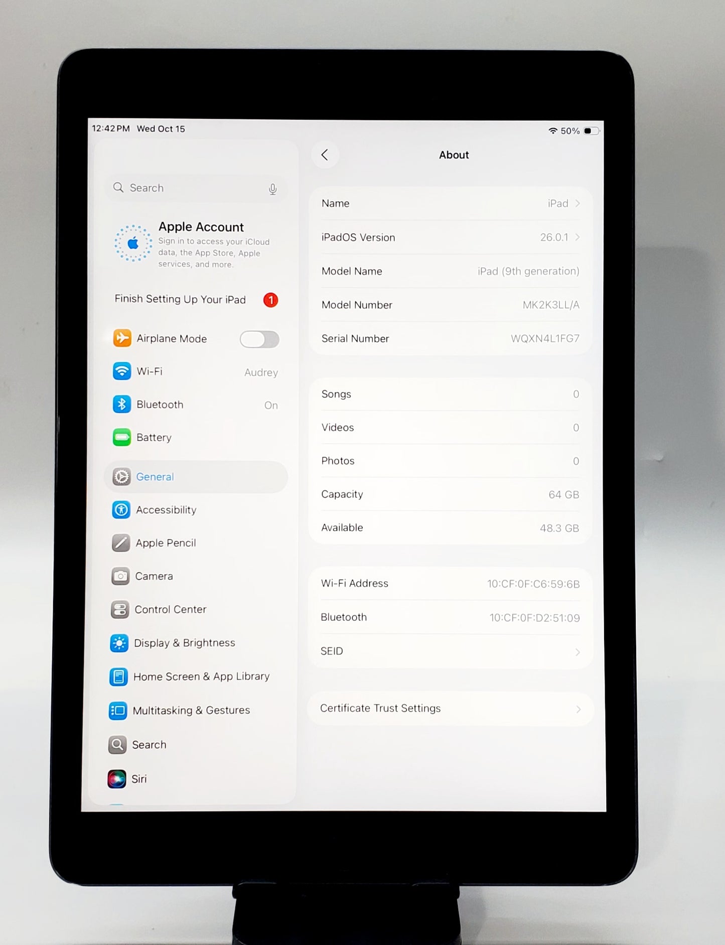 iPad de 9ª generación – Gris espacial, 64 GB, Wi-Fi