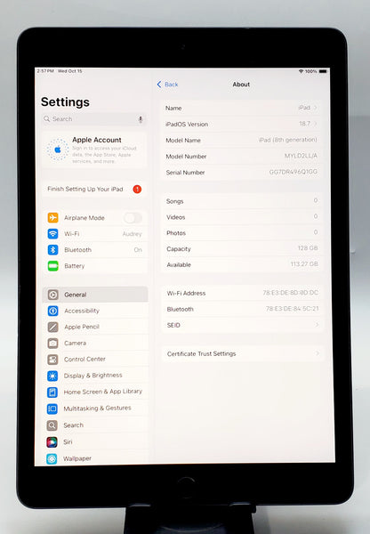 iPad de 8ª generación – Gris espacial, 128 GB, Wi-Fi
