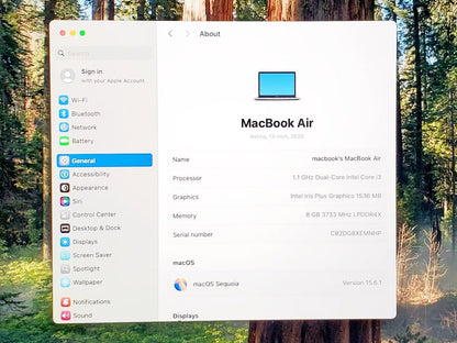 MacBook Air 2020 – Gris espacial, Core i3, 256 GB, 8 GB de RAM