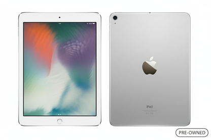 iPad mini 5th generation silver front and back with spacing and pre-owned label