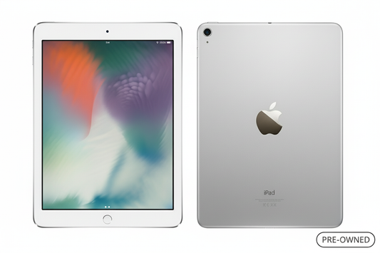 iPad mini 5th generation silver front and back with spacing and pre-owned label